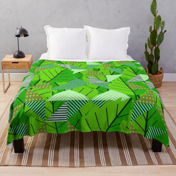 Item preview, Cubist Autumn Canopy – Abstract Geometric Leaves & Stripes Pattern | Green designed and sold by Frohyou.