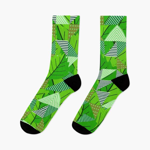 Item preview, Cubist Autumn Canopy – Abstract Geometric Leaves & Stripes Pattern | Green designed and sold by Frohyou.