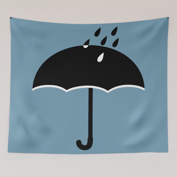 Item preview, Black Umbrella and Raindrops Monochrome Silhouette 2 designed and sold by ZorianArt.