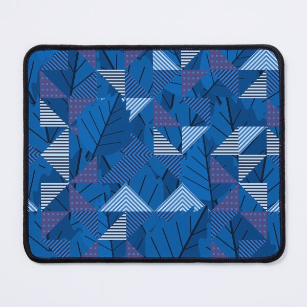 Item preview, Cubist Autumn Canopy – Abstract Geometric Leaves & Stripes Pattern | Blue designed and sold by Frohyou.