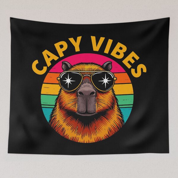 Item preview, Capybara Happy Vibes Retro 70s Vintage designed and sold by paulo silveira.