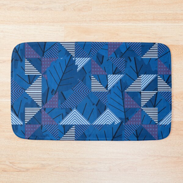 Item preview, Cubist Autumn Canopy – Abstract Geometric Leaves & Stripes Pattern | Blue designed and sold by Frohyou.