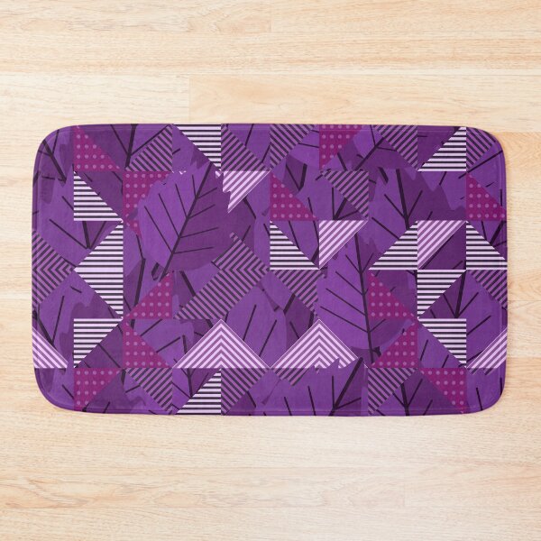 Item preview, Cubist Autumn Canopy – Abstract Geometric Leaves & Stripes Pattern | Purple designed and sold by Frohyou.