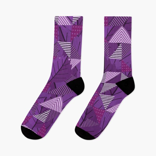 Item preview, Cubist Autumn Canopy – Abstract Geometric Leaves & Stripes Pattern | Purple designed and sold by Frohyou.