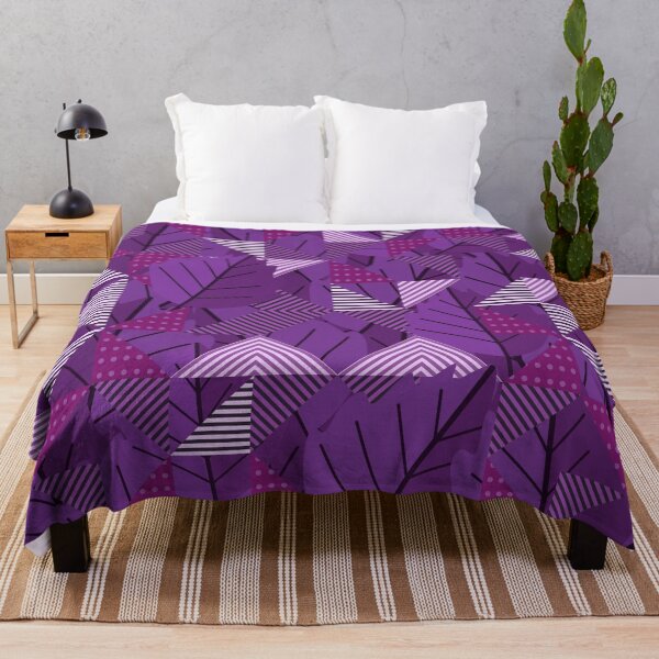 Item preview, Cubist Autumn Canopy – Abstract Geometric Leaves & Stripes Pattern | Purple designed and sold by Frohyou.