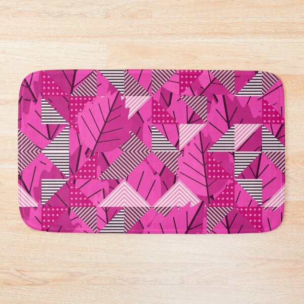Item preview, Cubist Autumn Canopy – Abstract Geometric Leaves & Stripes Pattern | Pink designed and sold by Frohyou.