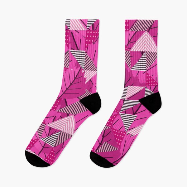 Item preview, Cubist Autumn Canopy – Abstract Geometric Leaves & Stripes Pattern | Pink designed and sold by Frohyou.