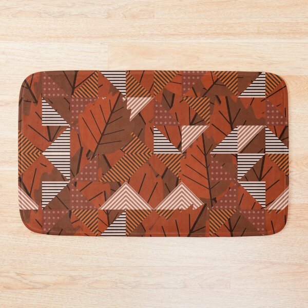 Item preview, Cubist Autumn Canopy – Abstract Geometric Leaves & Stripes Pattern | Brown designed and sold by Frohyou.