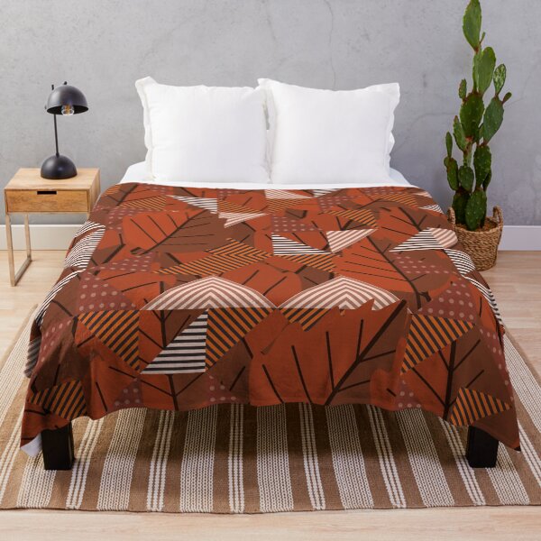 Item preview, Cubist Autumn Canopy – Abstract Geometric Leaves & Stripes Pattern | Brown designed and sold by Frohyou.