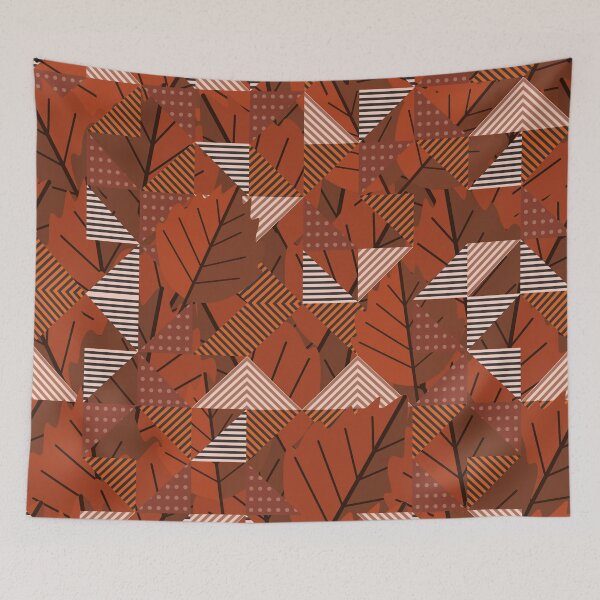 Item preview, Cubist Autumn Canopy – Abstract Geometric Leaves & Stripes Pattern | Brown designed and sold by Frohyou.