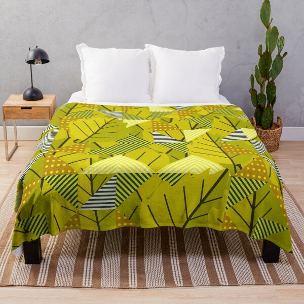 Item preview, Cubist Autumn Canopy – Abstract Geometric Leaves & Stripes Pattern | Chartreuse designed and sold by Frohyou.