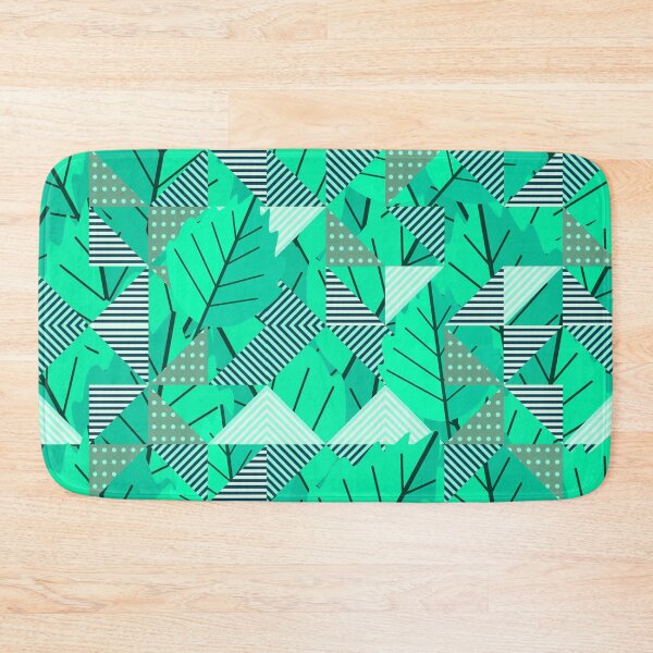 Item preview, Cubist Autumn Canopy – Abstract Geometric Leaves & Stripes Pattern | Teal designed and sold by Frohyou.
