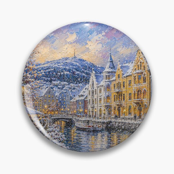 Item preview, Winter in Ålesund painting, Norway – A Beautiful city in Scandinavia. designed and sold by GalleryKauffeld.
