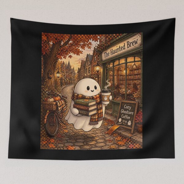 Item preview, Cozy Ghost Coffee Run Autumn Aesthetic designed and sold by Fun2Fentastic.