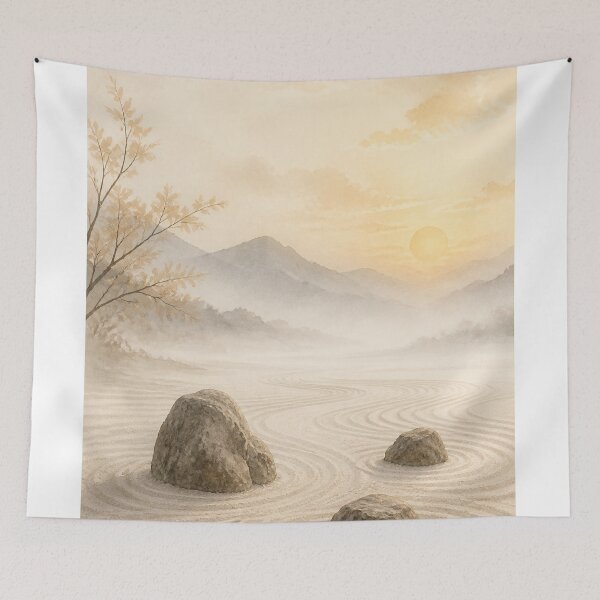 Item preview, Zen Rock Garden Wall Art Poster | Japanese Stone Garden, Japandi Wabi Sabi Decor designed and sold by LuminaKage.