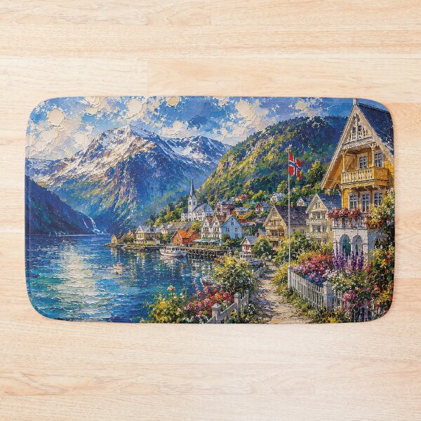 Item preview, Balestrand, Norway – a painting of a summer day in this beautiful Scandinavian city. designed and sold by GalleryKauffeld.