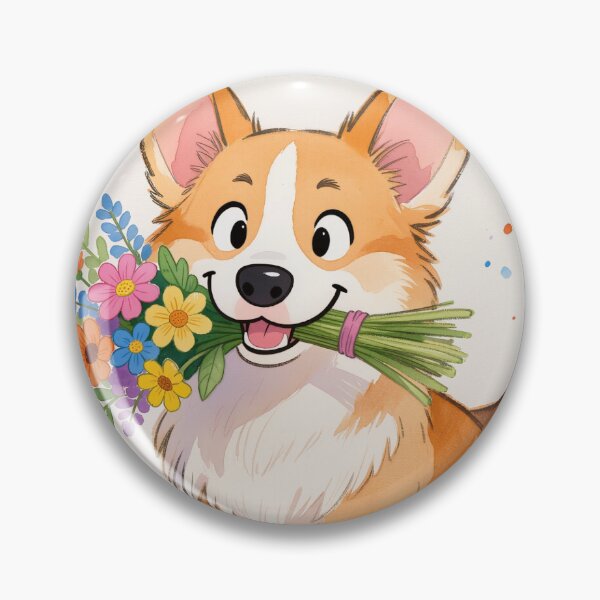 Item preview, Cute Corgi with Flowers Illustration - Happy Dog designed and sold by Darlin8888.
