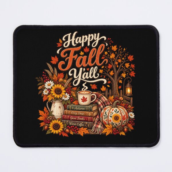 Item preview, Happy Fall Y’all Cozy Autumn Books Coffee Pumpkin and Sunflower designed and sold by will freed18.