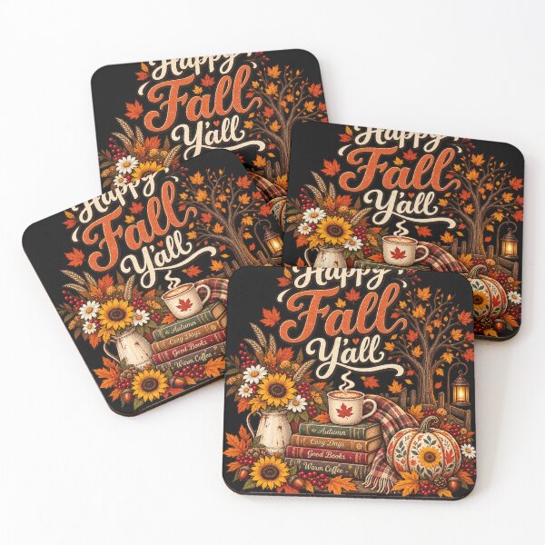 Item preview, Happy Fall Y’all Cozy Autumn Books Coffee Pumpkin and Sunflower designed and sold by will freed18.