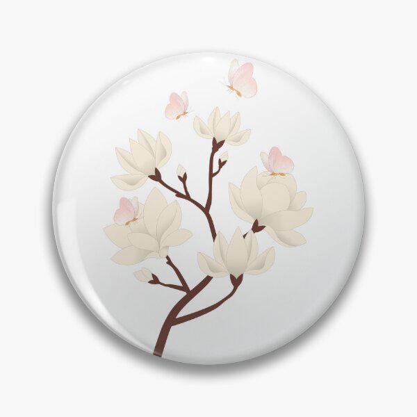 Item preview,  Soft Cream Magnolia Flower Branch Graphic with Pink Butterflies designed and sold by Rehnair.