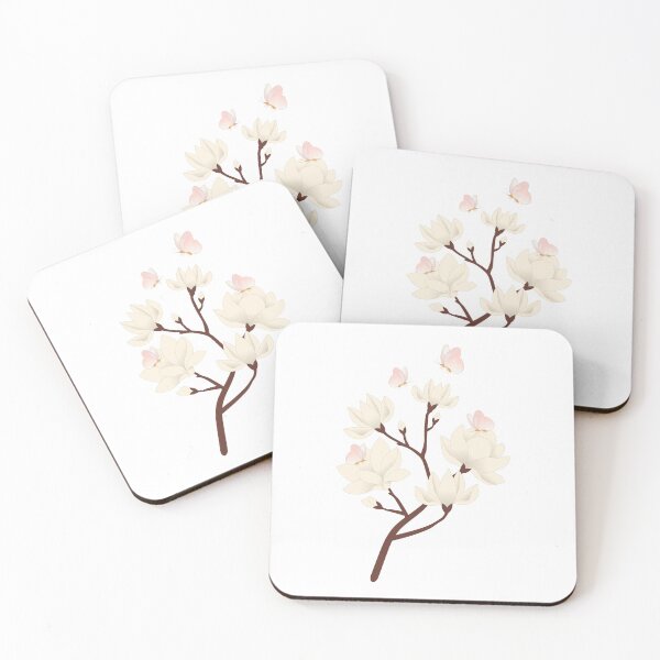 Item preview,  Soft Cream Magnolia Flower Branch Graphic with Pink Butterflies designed and sold by Rehnair.