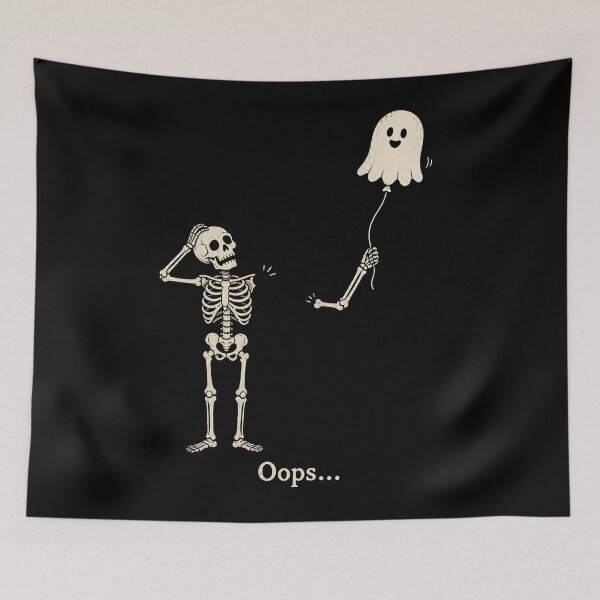 Item preview, Skeleton Holding Balloon Ghost Gothic Halloween Funny designed and sold by will freed18.