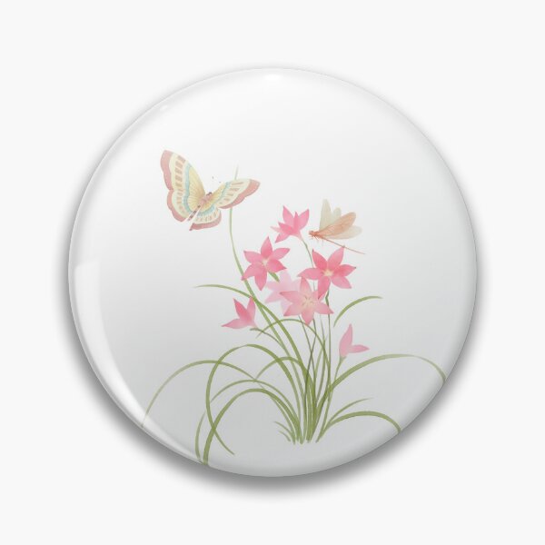 Item preview, Soft Watercolor Pink Lily Flower Bouquet with Butterfly and Dragonfly designed and sold by Rehnair.