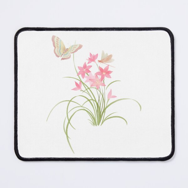 Item preview, Soft Watercolor Pink Lily Flower Bouquet with Butterfly and Dragonfly designed and sold by Rehnair.