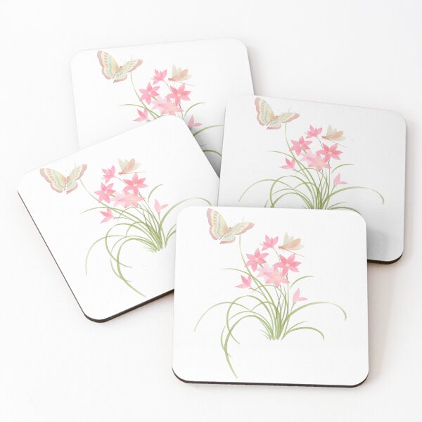 Item preview, Soft Watercolor Pink Lily Flower Bouquet with Butterfly and Dragonfly designed and sold by Rehnair.