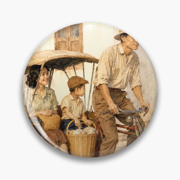 Item preview, Vintage Asian Rickshaw Ride Watercolor Painting designed and sold by Koalangel.