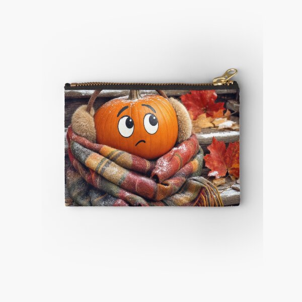 Item preview, Orange Pumpkin Wrapped in Warm Scarf with Snow designed and sold by Maria Dryfhout.