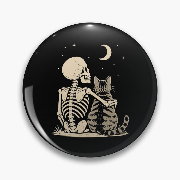 Item preview, Skeleton Hugging Cat Under Crescent Moon Halloween designed and sold by Kladhadredo.
