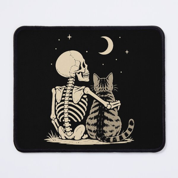 Item preview, Skeleton Hugging Cat Under Crescent Moon Halloween designed and sold by Kladhadredo.