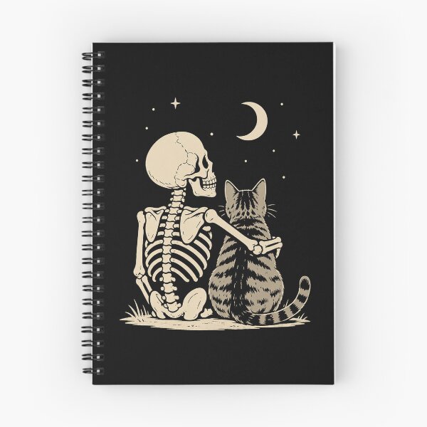 Item preview, Skeleton Hugging Cat Under Crescent Moon Halloween designed and sold by Kladhadredo.