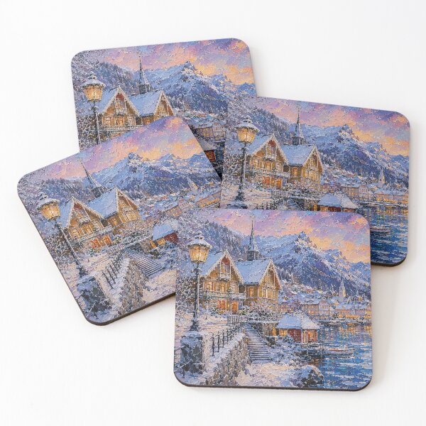 Item preview, Winter in Balestrand painting, Norway – A Beautiful city in Scandinavia. designed and sold by GalleryKauffeld.