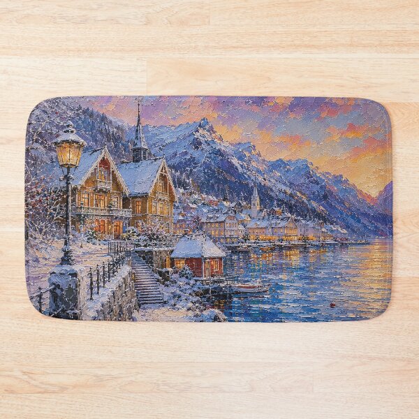 Item preview, Winter in Balestrand painting, Norway – A Beautiful city in Scandinavia. designed and sold by GalleryKauffeld.