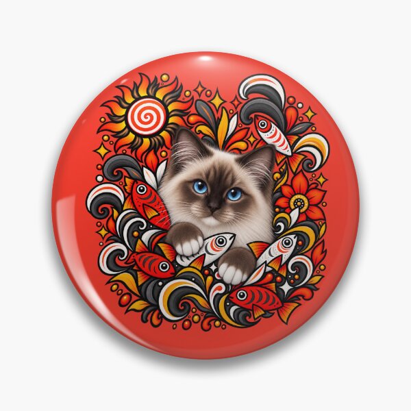 Item preview, Birman Cat Floral Decor - Fish & Swirls designed and sold by PixelsPaws.