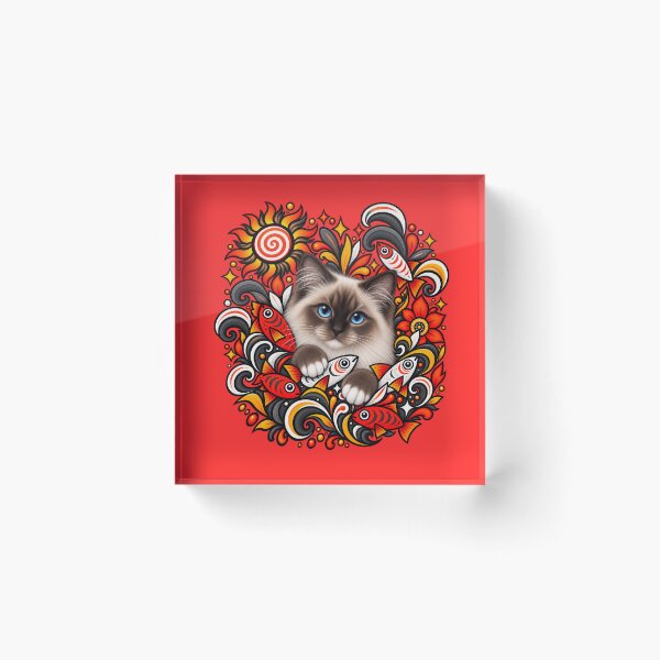 Item preview, Birman Cat Floral Decor - Fish & Swirls designed and sold by PixelsPaws.