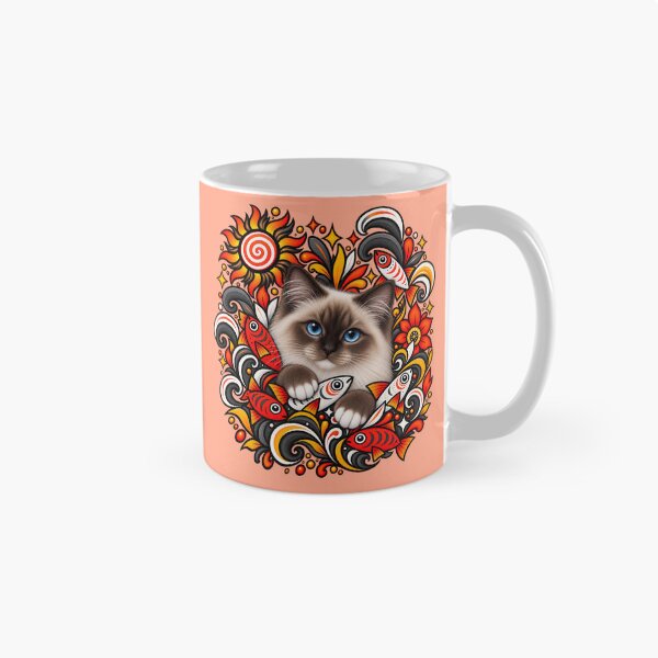 Item preview, Birman Cat Floral Decor - Fish & Swirls designed and sold by PixelsPaws.