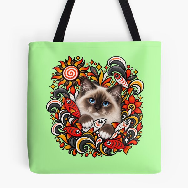 Item preview, Birman Cat Floral Decor - Fish & Swirls designed and sold by PixelsPaws.