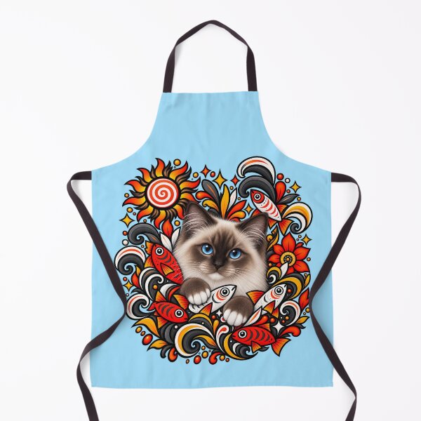 Item preview, Birman Cat Floral Decor - Fish & Swirls designed and sold by PixelsPaws.