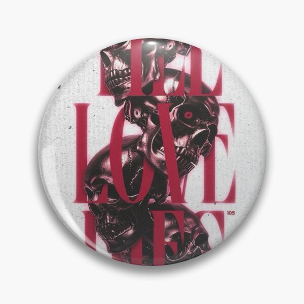 Item preview, Stacked skulls and a love quote use grunge gothic styling for gothic romance fans, fitting love and death themes on tees, stickers, and notebooks. designed and sold by Adronia.