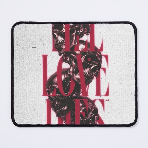 Item preview, Stacked skulls and a love quote use grunge gothic styling for gothic romance fans, fitting love and death themes on tees, stickers, and notebooks. designed and sold by Adronia.
