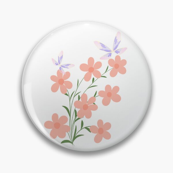 Item preview, Minimalist Flat Vector Peach Flower Spray with Pastel Purple Butterflies designed and sold by Rehnair.