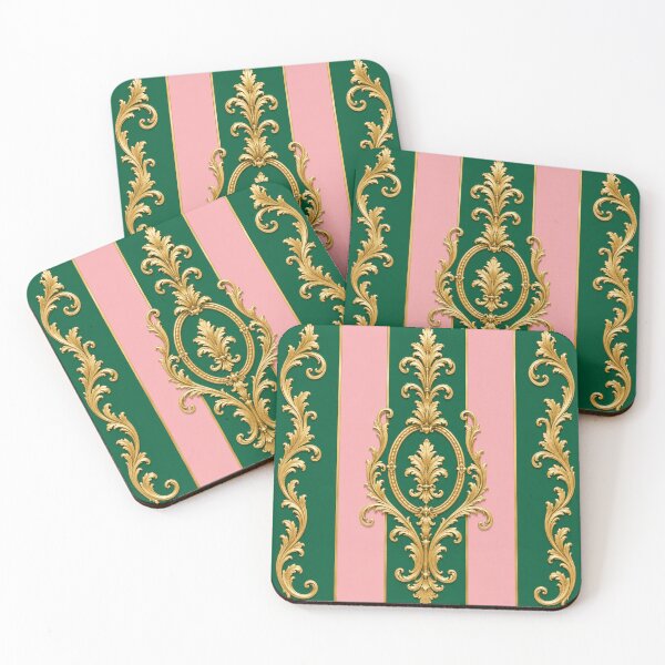 Item preview, Striped Green & Pink Gold Baroque designed and sold by DesignsByPrnces.