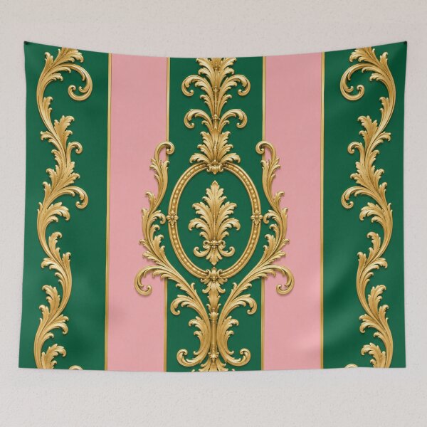 Item preview, Striped Green & Pink Gold Baroque designed and sold by DesignsByPrnces.