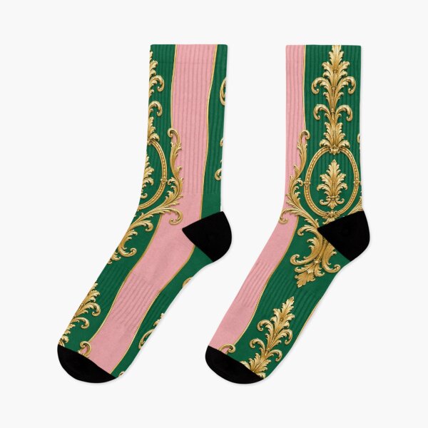 Item preview, Striped Green & Pink Gold Baroque designed and sold by DesignsByPrnces.