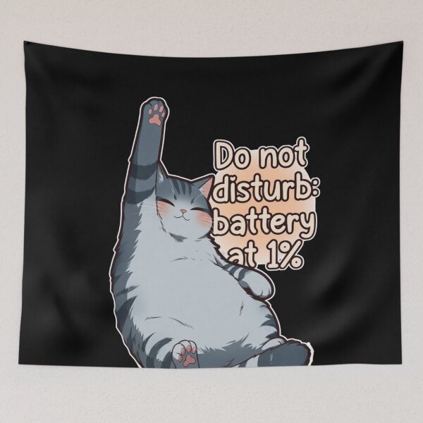 Item preview, Do Not Disturb Battery at 1% - Funny Sleepy Cat Quote designed and sold by Cust-tshirts.