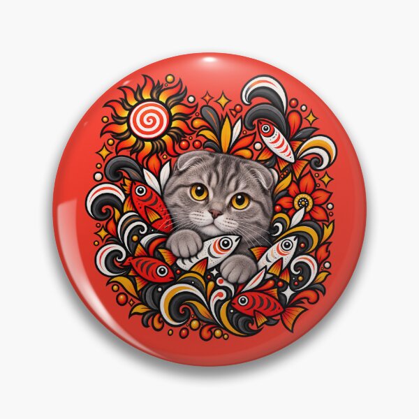 Item preview, Scottish Fold Floral Decor - Fish & Swirls designed and sold by PixelsPaws.