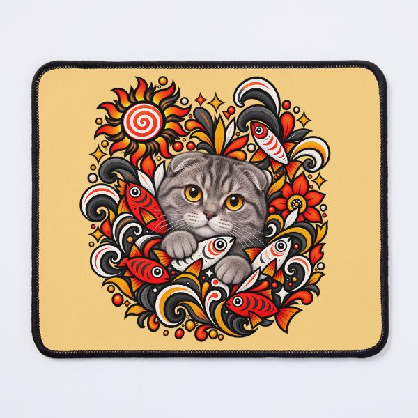 Item preview, Scottish Fold Floral Decor - Fish & Swirls designed and sold by PixelsPaws.